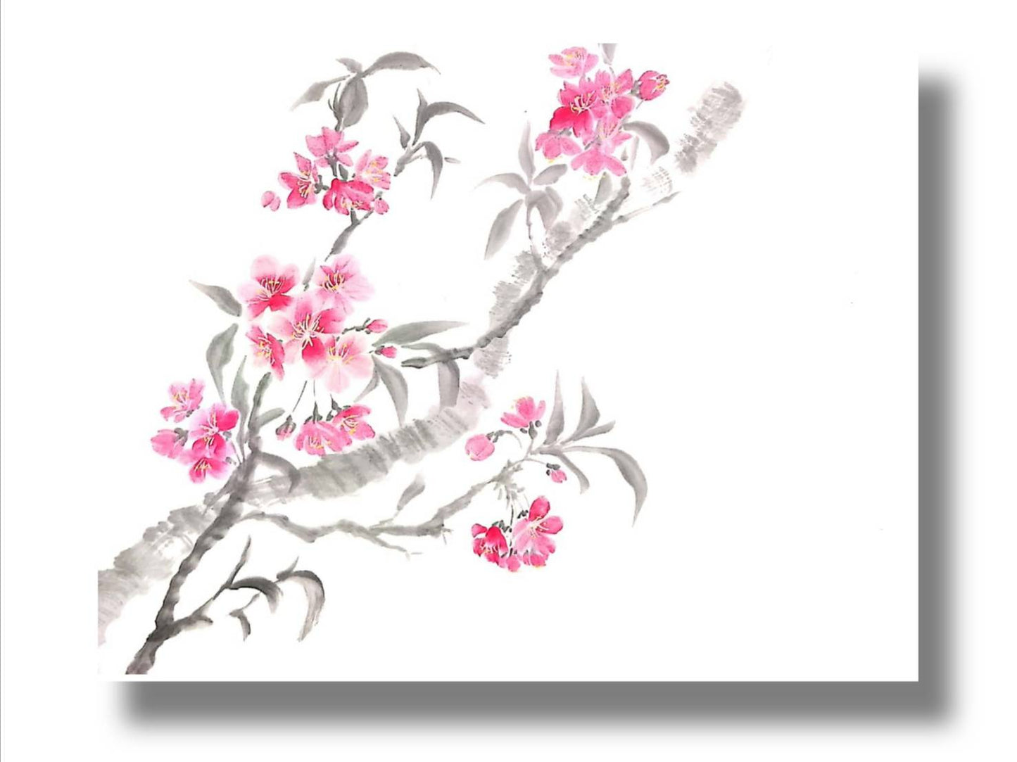 【図案番号(2-1):桜の花】(1~2人用)水墨画と名前入りポエム
