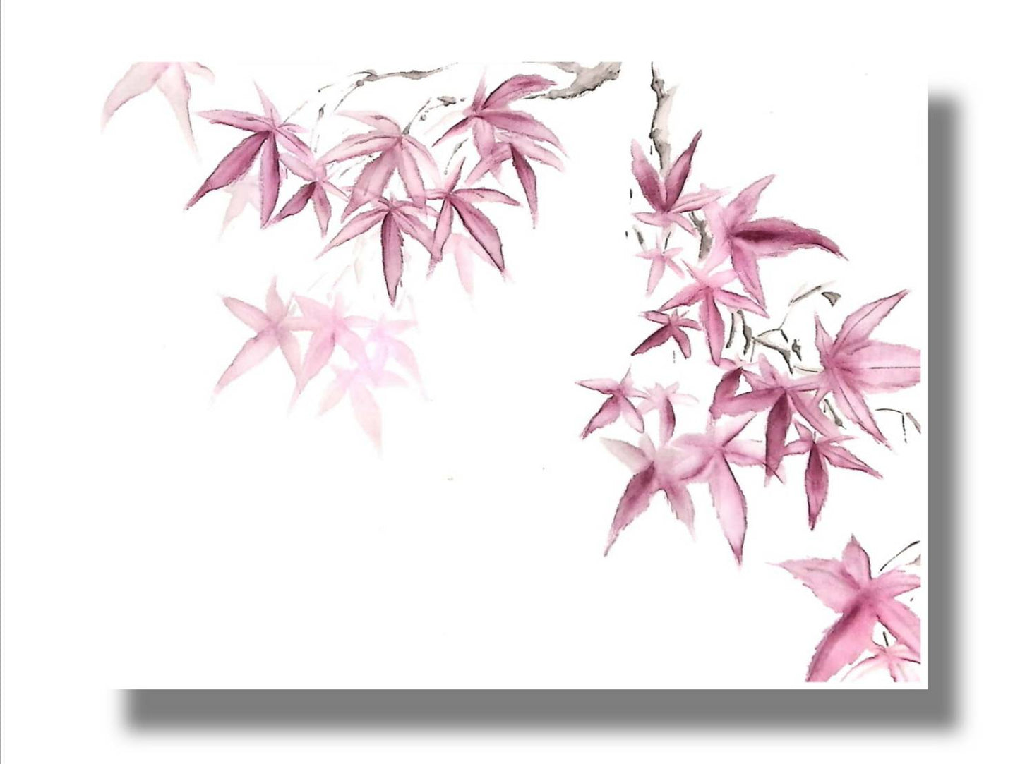 【図案番号(2-7):紅葉】(1~2人用)水墨画と名前入りポエム