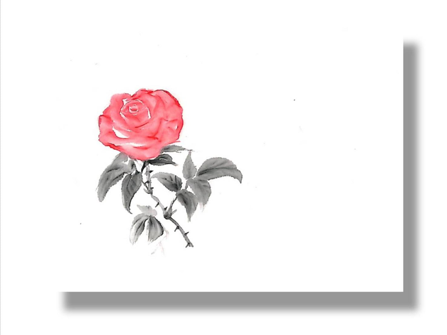 【図案番号(1-8):薔薇】(1人用)水墨画と名前入りポエム