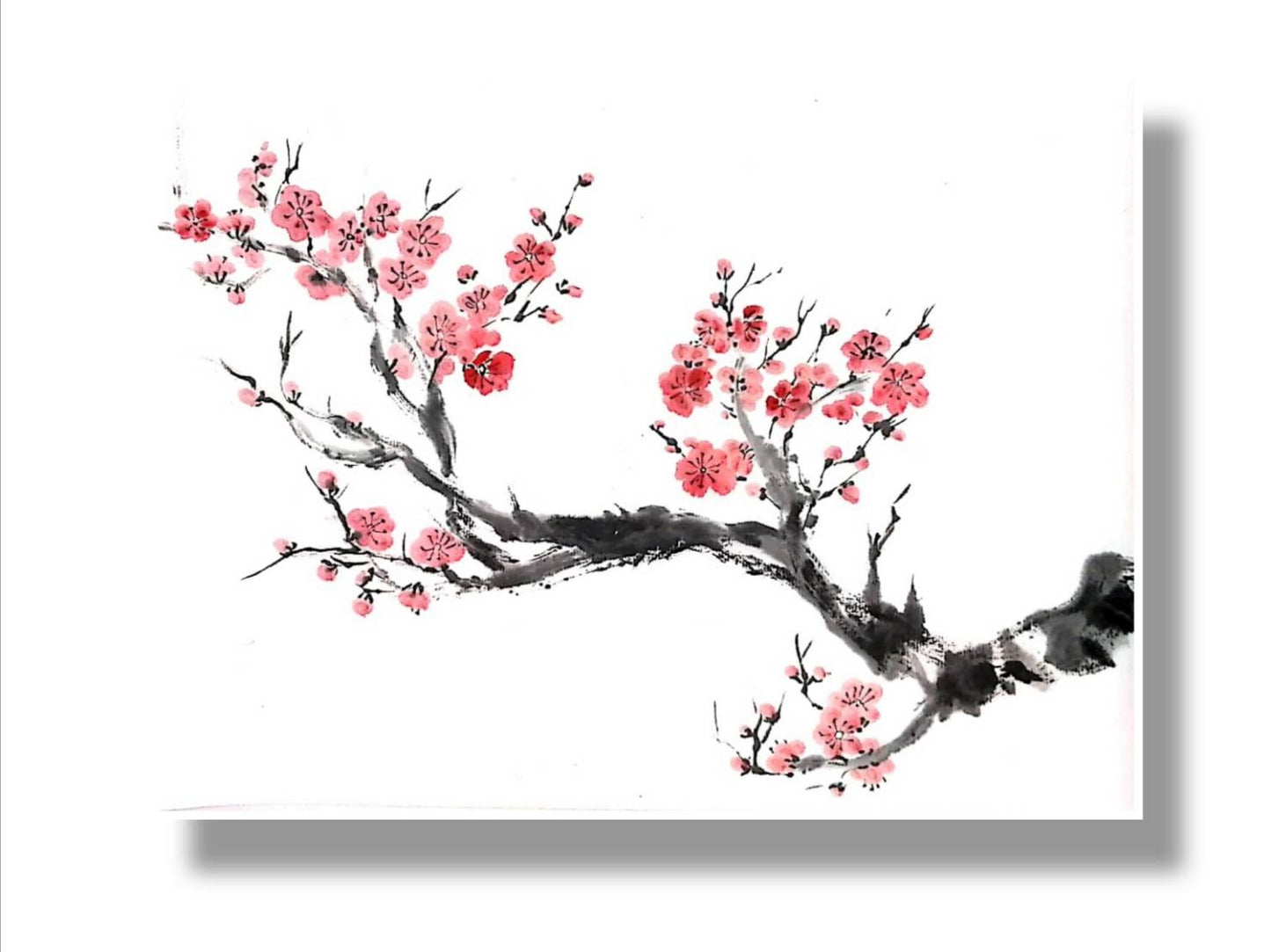 【図案番号(1-3):紅梅】(1人用)水墨画と名前入りポエム