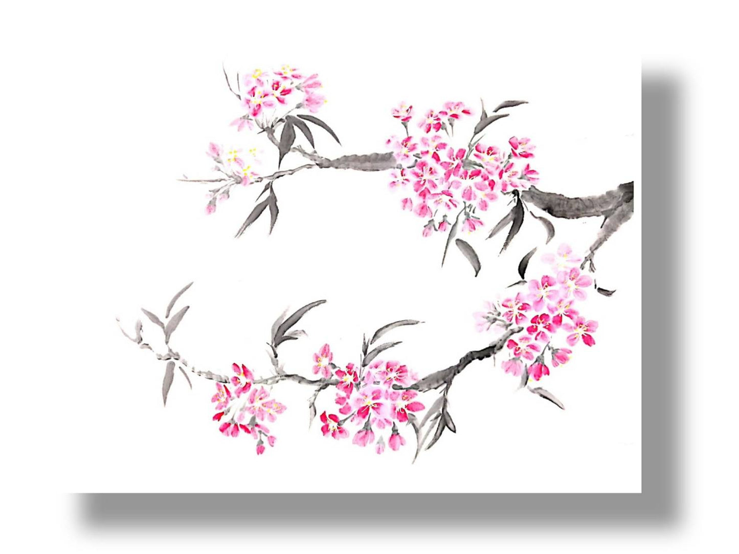 【図案番号(2-2):桜の花】(1~2人用)水墨画と名前入りポエム