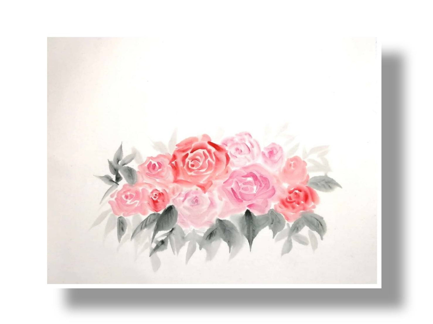 【図案番号(1-12:)薔薇】(1人用)水墨画と名前入りポエム
