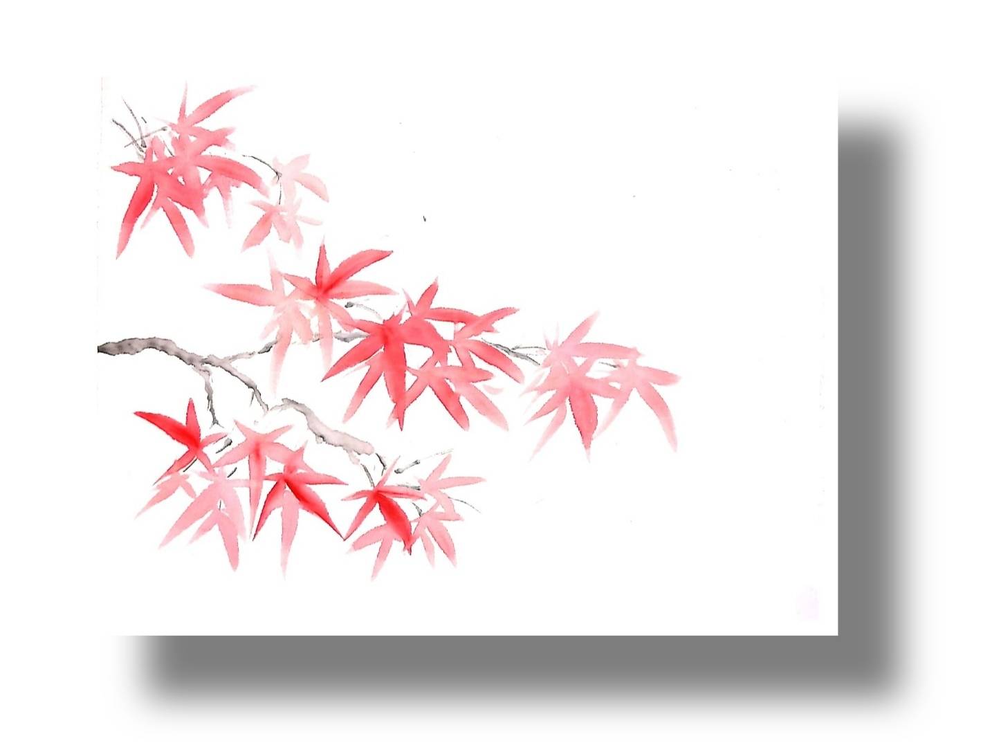 【図案番号(1-4):紅葉】(1人用)水墨画と名前入りポエム