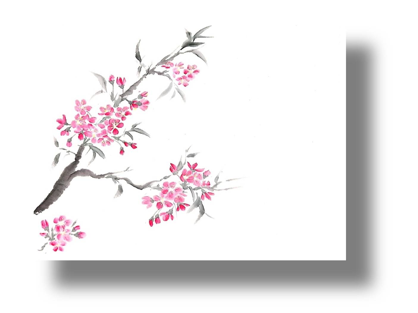 【図案番号(1-1):桜】(1人用)水墨画と名前入りポエム
