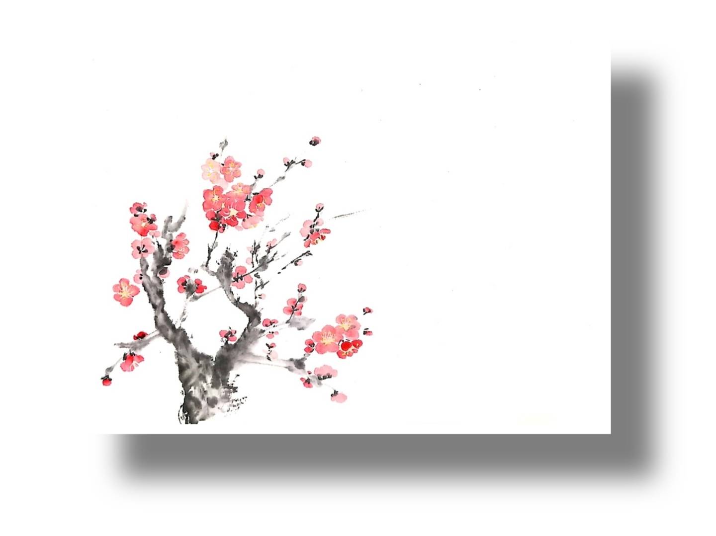 【図案番号(1-2):紅梅】(1人用)水墨画と名前入りポエム
