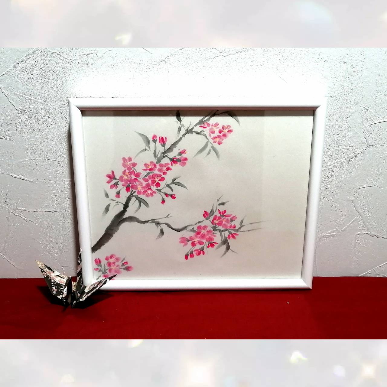【図案番号(1-1):桜】(1人用)水墨画と名前入りポエム