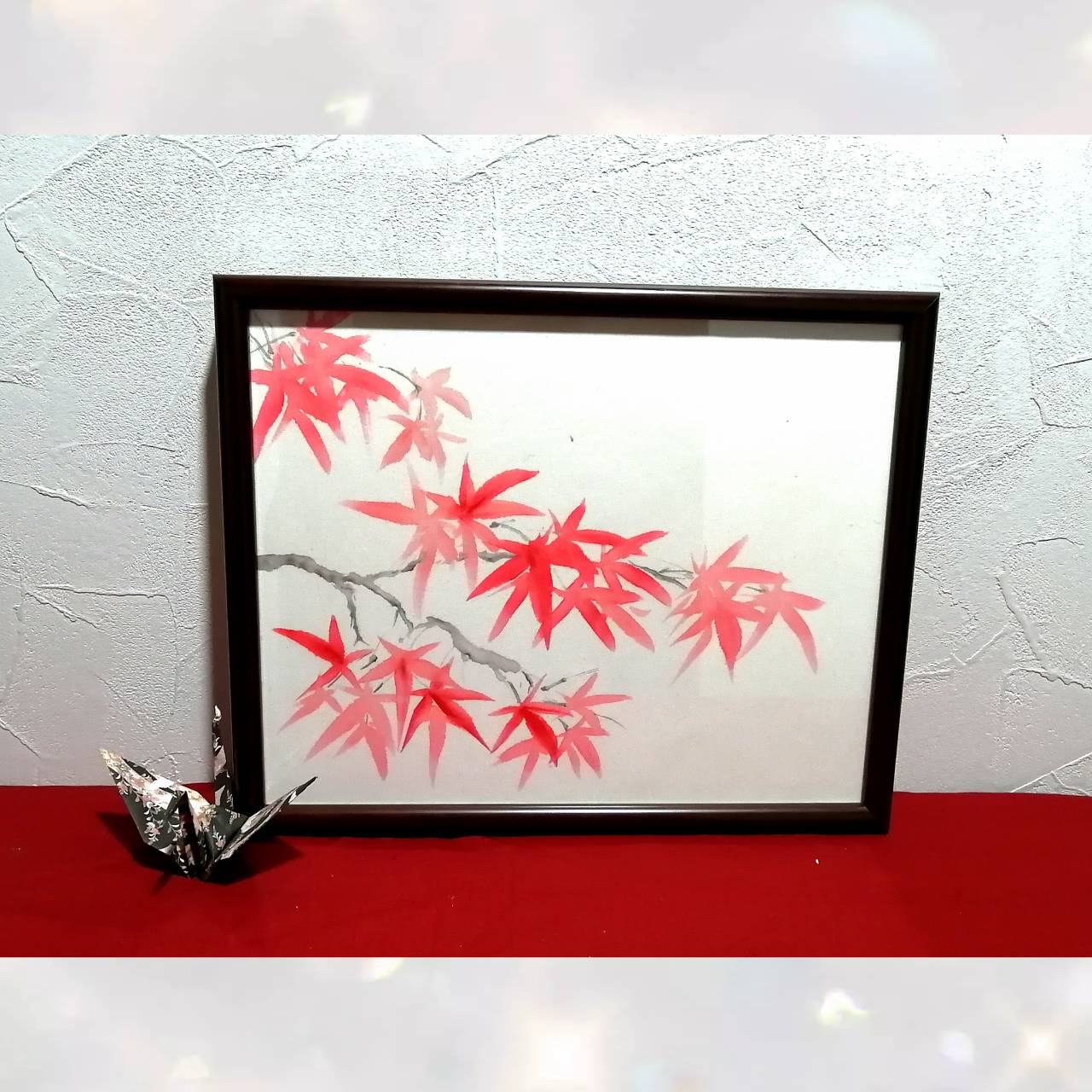 【図案番号(1-4):紅葉】(1人用)水墨画と名前入りポエム