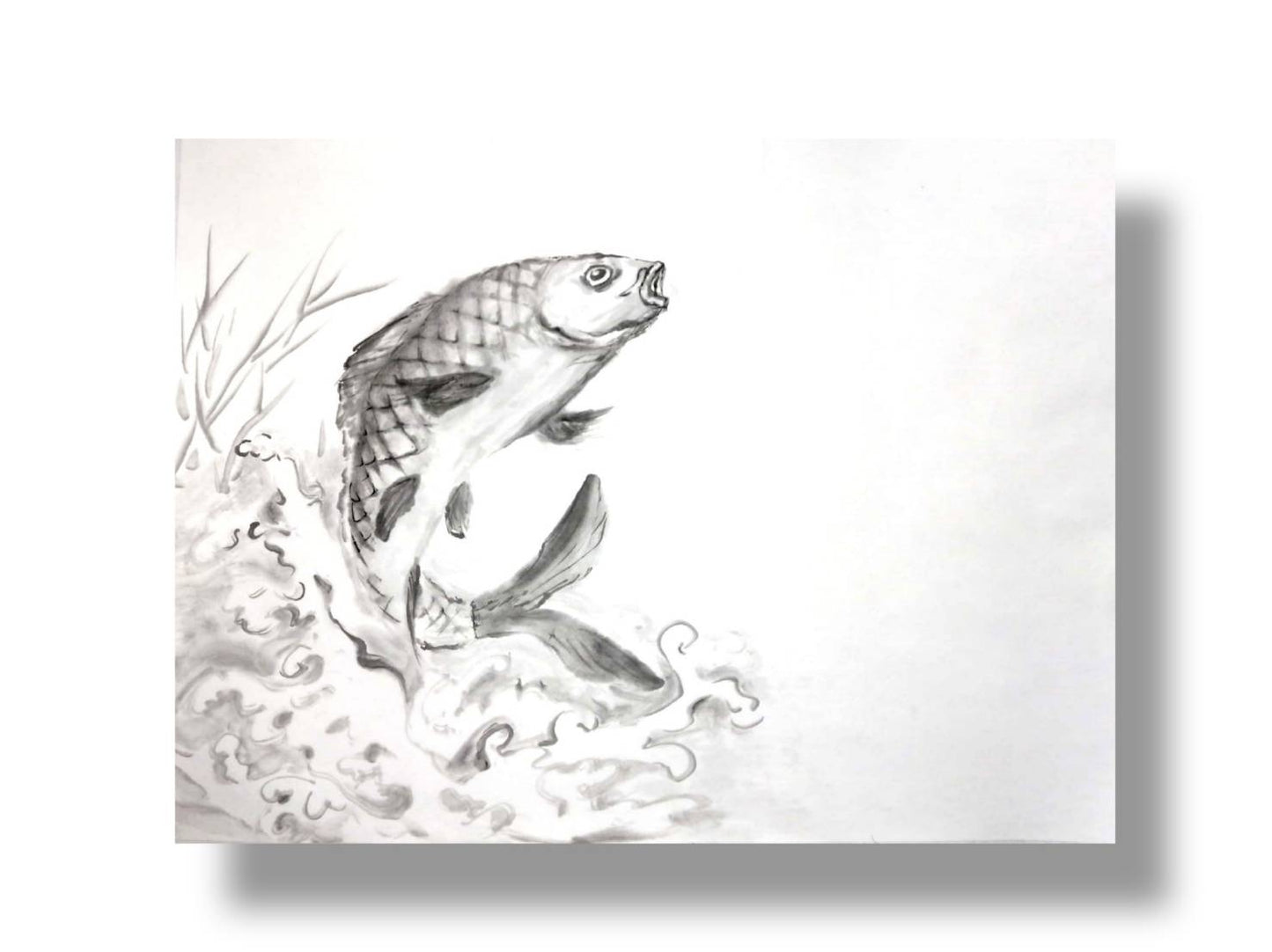 【図案番号（2-11）：鯉】（1～2人用）水墨画と名前入りポエム