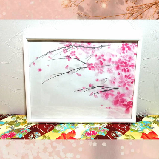 【図案番号（2-21）：桜】（1～2人用）水墨画と名前入りポエム